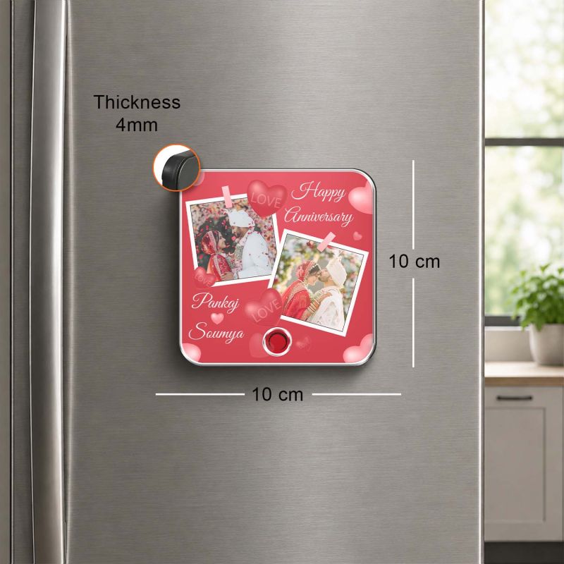 Happy for Husband Wife Personalized Music Fridge Magnet Custom with Photo & Song Refrigerator Magnets Decor Memory Photo Fridge Magnet